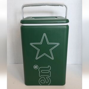 Heineken Beer Insulated Cooler Green Hard Sided Lid Carry Handles 8 Can